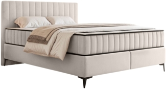 Selsey 'Mufasso' Boxbett 180x200 mit Bettkasten – wasserabweisender Velours, hellbeige