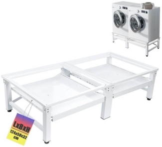 XERSEK Waschmaschinenuntergestell Stabiler Doppel Untergestell 32cm Hohe 2-Fach Ausziehablagen aus Stahl, Zubehör für Waschmaschine &Trockner Max. 2x150kg, Sockel Podest Unterbau Erhöhung Gestell