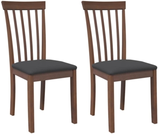 vidaXL Esszimmerstühle mit Kissen 2 Stk. Braun Massivholz Gummibaum 4102388