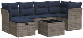 vidaXL 7-tlg. Garten-Sofagarnitur mit Kissen Grau Poly Rattan 3325297