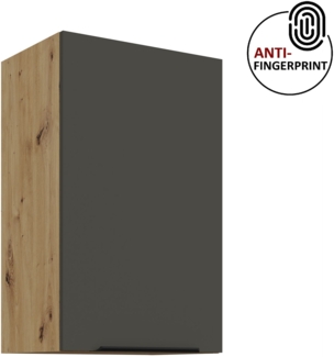 Küchen Hängeschrank 45 cm ARIA Graphite ultra matt + Eiche Artisan matt, hochwertige Fronten mit Anti Fingerprint Beschichtung Küchenzeile Küchenblock