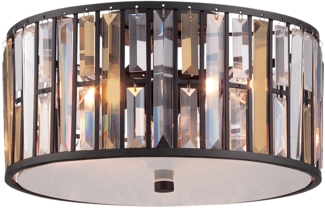 Elstead Lighting Deckenleuchte Gemma, Bernsteinfarbene Perle / klares Kristall / Stahl, Bronze, 3 Lampen