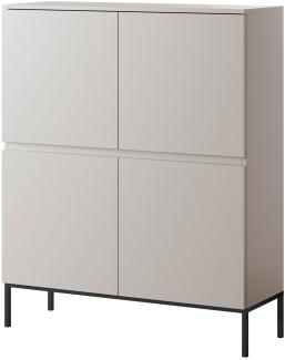 Selsey 'Bemmi' Highboard 4-türig, beige mit schwarzem Gestell, ca. 122 x 100 x 35 cm