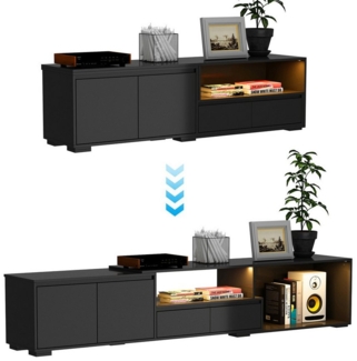 FUFU&GAGA Lowboard mit LED-Lichtleiste, Versenkbar, 160-230*40*45cm, MDF