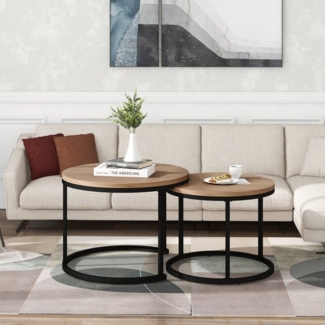 HAUSS SPOLE Couchtisch Runder Couchtisch 2er Set Satz Kaffeetisch Beistelltisch (2-St, 2 Stücke Groß und Klein)