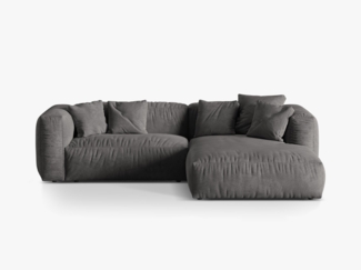 Micadoni Ecksofa Martina 2-Sitzer Samt Grau Rechts
