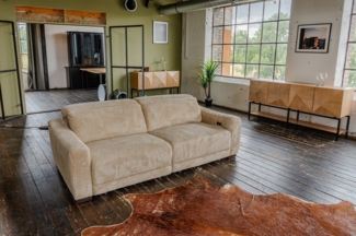 KAWOLA Sofa KIANA Cordsofa mit Sitzvorzug – Kopfstütze verstellbar, Bequemes Relaxsofa – Cord Bezug – elektrisch verstellbar, extra tief