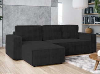 AX LIVING Ecksofa L Form Aydin Cord Schlafsofa Dunkelgrau 258 cm
