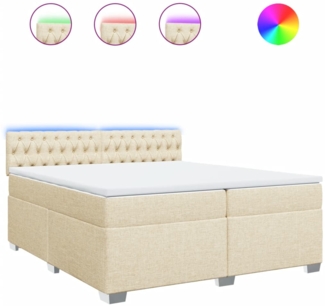 vidaXL Boxspringbett mit Matratze Creme 200x200 cm Stoff 3288307