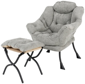 KOMFOTTEU Relaxsessel, Loungesessel mit faltendem Ottoman & Seitentasche & Kopfstütze