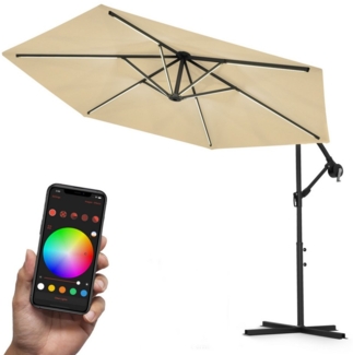 Swing&Harmonie Sonnenschirm mit RGB Beleuchtung LED Ampelschirm Garten Schirm, 300 / 350 cm inkl. Fernbedienung, APP Steuerung