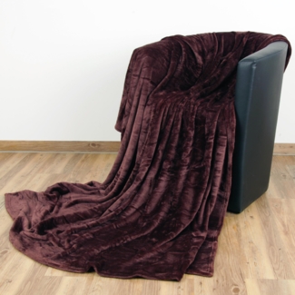 Kuscheldecke Wohndecke "Celina" - hochwertige Flauschige Decke, 90 x 140 cm - Braun