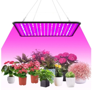 POPOLIC Pflanzenlampe 256 LEDs,IP20,295x295x30mm,Pflanzenlicht für Gewächshäuser,Gemüseanbau, 256LEDs, LED fest integriert, Pflanzenlicht 27W, Grow Lampe,Vollspektrum-Wachstumslicht