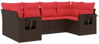vidaXL 6-teiliges Gartensofa-Set mit Kissen, braun, Polyrattan 3220583