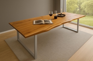 Esstisch Baumkante massiv Akazie natur 240 x 100 silber QUINN 69052240