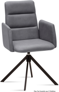 Armlehnstuhl drehbar (8er-Set) Deidre 52 x 92 x 60 Schwarz/Grau