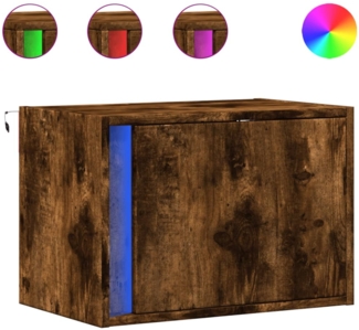 vidaXL Wand-Nachttisch mit LED-Leuchten Räuchereiche 852097