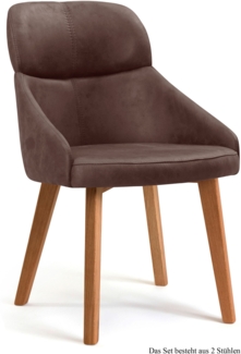 Esszimmerstuhl (2er-Set) Dasya 52 x 82 x 63 Eiche geölt/Braun