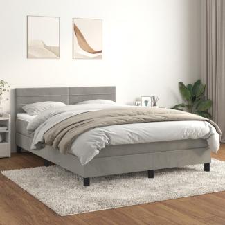 vidaXL Boxspringbett mit Matratze Hellgrau 140x190 cm Samt 3141359