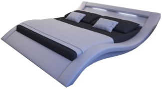Natur24 Polsterbett mit LED-Beleuchtung Weiß 140x200 cm