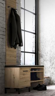 Garderobe "Nevio" Flurgarderobe 2-teilig Artisan Eiche schwarz