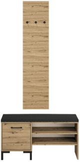 Garderobe "Nevio" Flurgarderobe 2-teilig Artisan Eiche schwarz