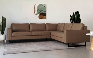 Places of Style Ecksofa Pinto, 250/290 cm, langer Schenkel, XXL, Ottomane, Cord, Feincord, Luxus-Microfaser Leder und Chenille