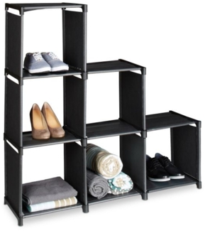 2 x Stufenregal mit 6 Fächern in Schwarz