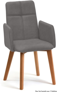 Armlehnstuhl (2er-Set) Dardana 52 x 92 x 60 Eiche geölt/Grau