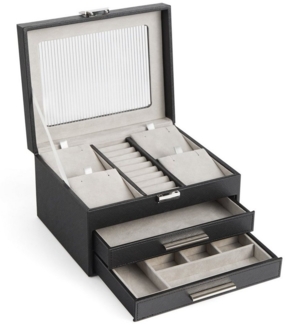 Mondeer Schmuckkasten Schmuckschatulle, 3-Stöckige Schmuckaufbewahrung mit Acrylblatt-Sichtfenster