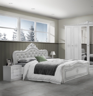 Interdesign24 Bettanlage Livia, (3-teilig, bestehend aus Bett inkl. Lattenrost und 2 x Nachtkommode), in Weiss/Silber