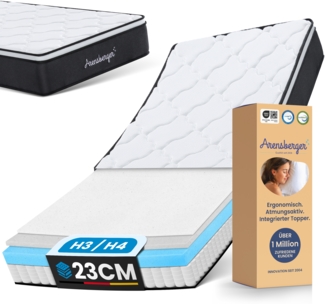 Arensberger EMILIA Federkernmatratze mit GEL-Schaum und integriertem Topper | 120x200 cm Höhe 23cm | Härtegrad H3/ H4 | HR Taschenfederkern Matratze
