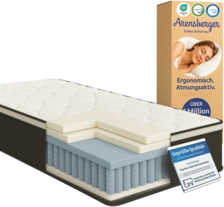 Arensberger EMILIA Federkernmatratze mit GEL-Schaum und integriertem Topper | 120x200 cm Höhe 23cm | Härtegrad H3/ H4 | HR Taschenfederkern Matratze