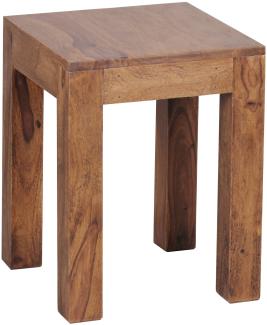 Wohnling Beistelltisch Massiv-Holz 35 x 35 cm Wohnzimmer-Tisch Design braun Sheesham