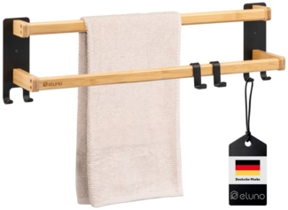 eluno Handtuchständer aus schwarzem Metall und Bambus