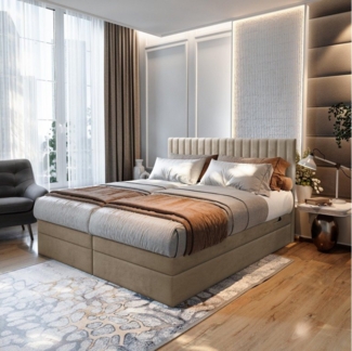 TRADA Boxspringbett ADELE mit Taschenmatratze & Topper 160x200 cm (Set, Bett (zwei Bettkasten) + Matratz + Topper), Elektrische Zahnstangenverstellung per Fernbedienung