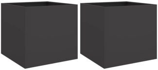 vidaXL Pflanzkübel 2 Stk. Schwarz 49x47x46 cm Stahl 841560
