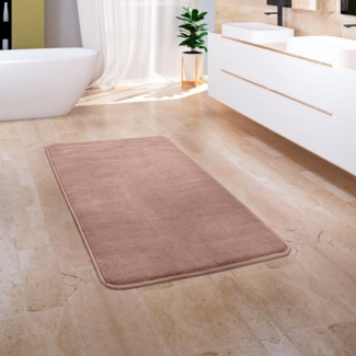 Paco Home Badematte Corby 255, Memory-Schaum Effekt, Höhe 13 mm, rutschhemmend beschichtet, fußbodenheizungsgeeignet, Polyester, rechteckig, Badteppich, Uni Farben