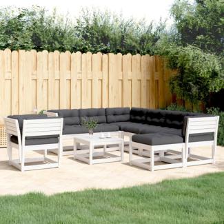 vidaXL 8-tlg. Garten-Lounge-Set mit Kissen Weiß Massivholz Kiefer 3216946