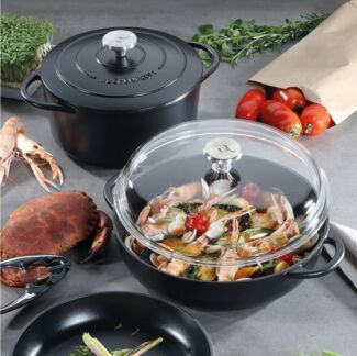 Bauernpfanne mit Glasdeckel, 28 cm classic black