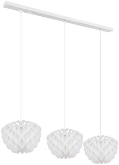 Hängeleuchte, 3 flammig, Metall, weiß, H 120cm