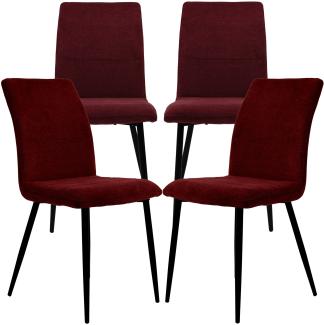 Moderne Esszimmerstühle mit Stoffbezug - bequeme Esstischstühle mit abgesteppter Vorderseite - gepolsterte Küchenstühle mit gebogener Rückenlehne für mehr Sitzkomfort Bordeaux 4 St.