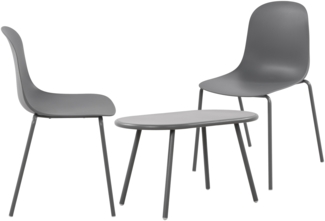 CLP 2er Sitzgruppe Veldin Set 1 Tisch 2 Stapelstühle wetterfest UV-beständig,dunkelgrau