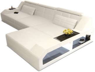 Sofa Dreams 'Arezzo' Ecksofa, 86 x 194 x 308 cm, Weiß, Echtleder, Rechts