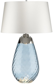 Elstead Lighting Lena Tischleuchte Large 2-Light Blau Nickel Stoffschirm Altweiß 74cm