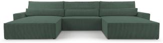 MOEBLO Wohnlandschaft DENVER U, Eckcouch aus Cordstoff Ecksofa U-Form Cord Sofa Couch Polsterecke U-Sofa - 410x85x200cm, mit Bettkasten und Schlaffunktion