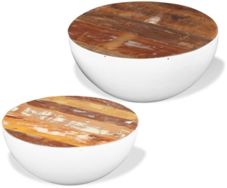 2-tlg. Couchtisch-Set, Sofatische Schalenform Altholz Massiv