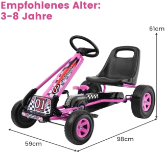 Pedal Gokart Pedalbetriebenes Aufsitzauto Kinderauto Pedalfahrzeug 98 x 59 x 61cm Rosa