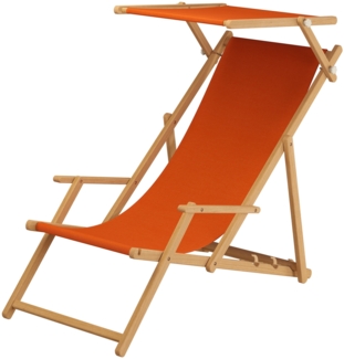 Strandliege terracotta Gartenliege Deckchair Sonnendach Tisch Buche hell klappbar 10-309 N S T
