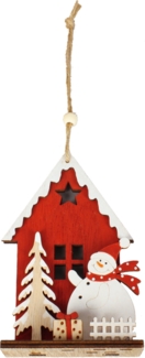 TrendLine Weihnachtsanhänger Holz Weihnachtshaus mit Schneemann 40 x 21 x 39 cm mehrfarbig